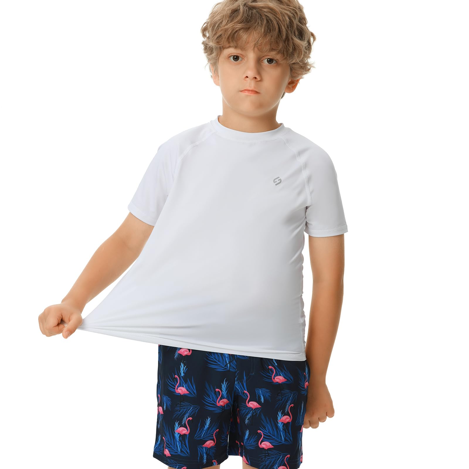 HODOSPORTS Maglietta UV da ragazzo UPF 50+, a maniche corte, da nuoto, per bambini, rashguard, Rash Guard