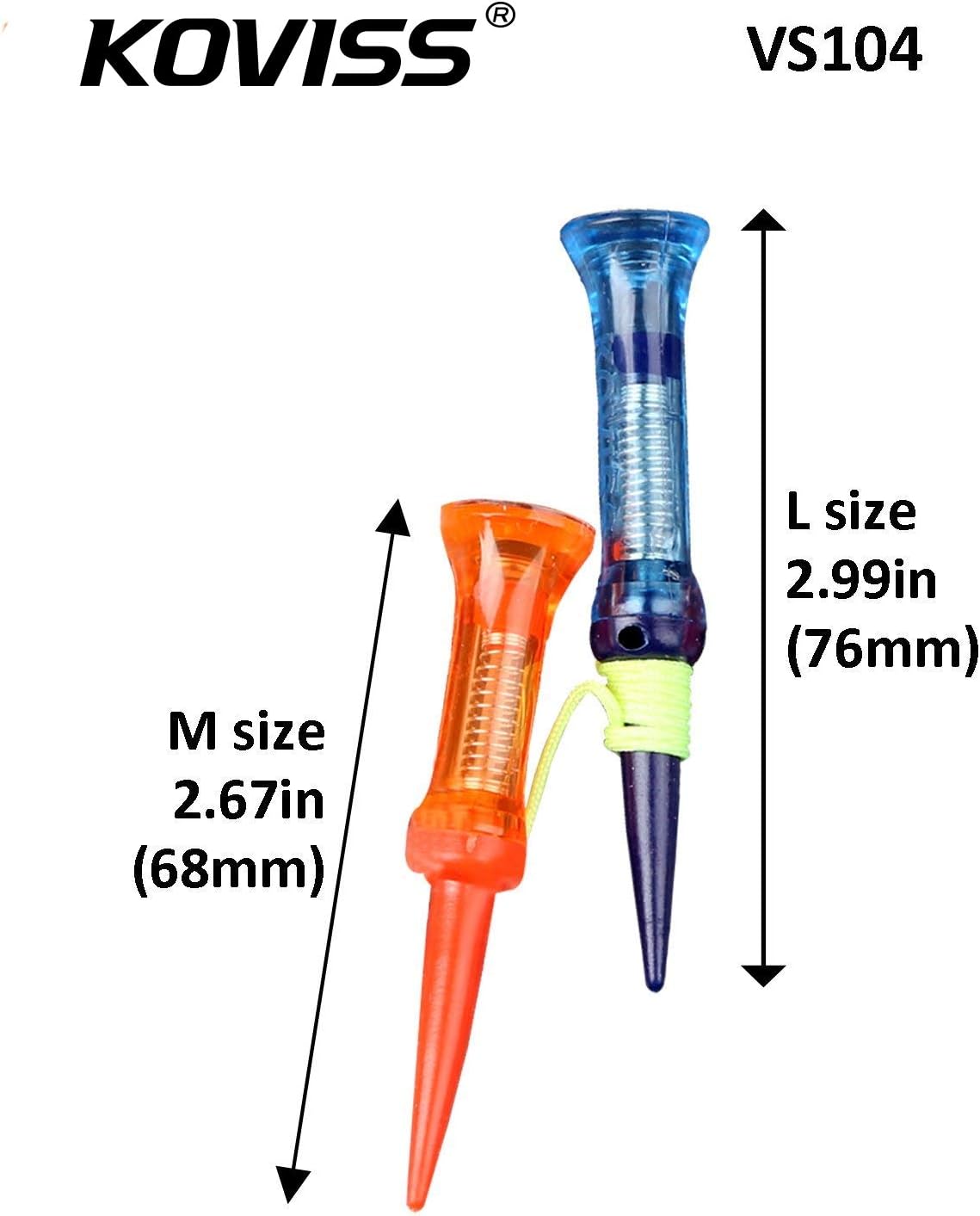 review Koviss Flexible Original Spring VS Golf Ball Tees 76mm 68mm 2pcs Set VS104