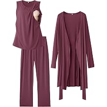 Rnxrbb 3 PCS Nursing Pajamas Robe Set Maternity Postpartum Pjs for Hospital