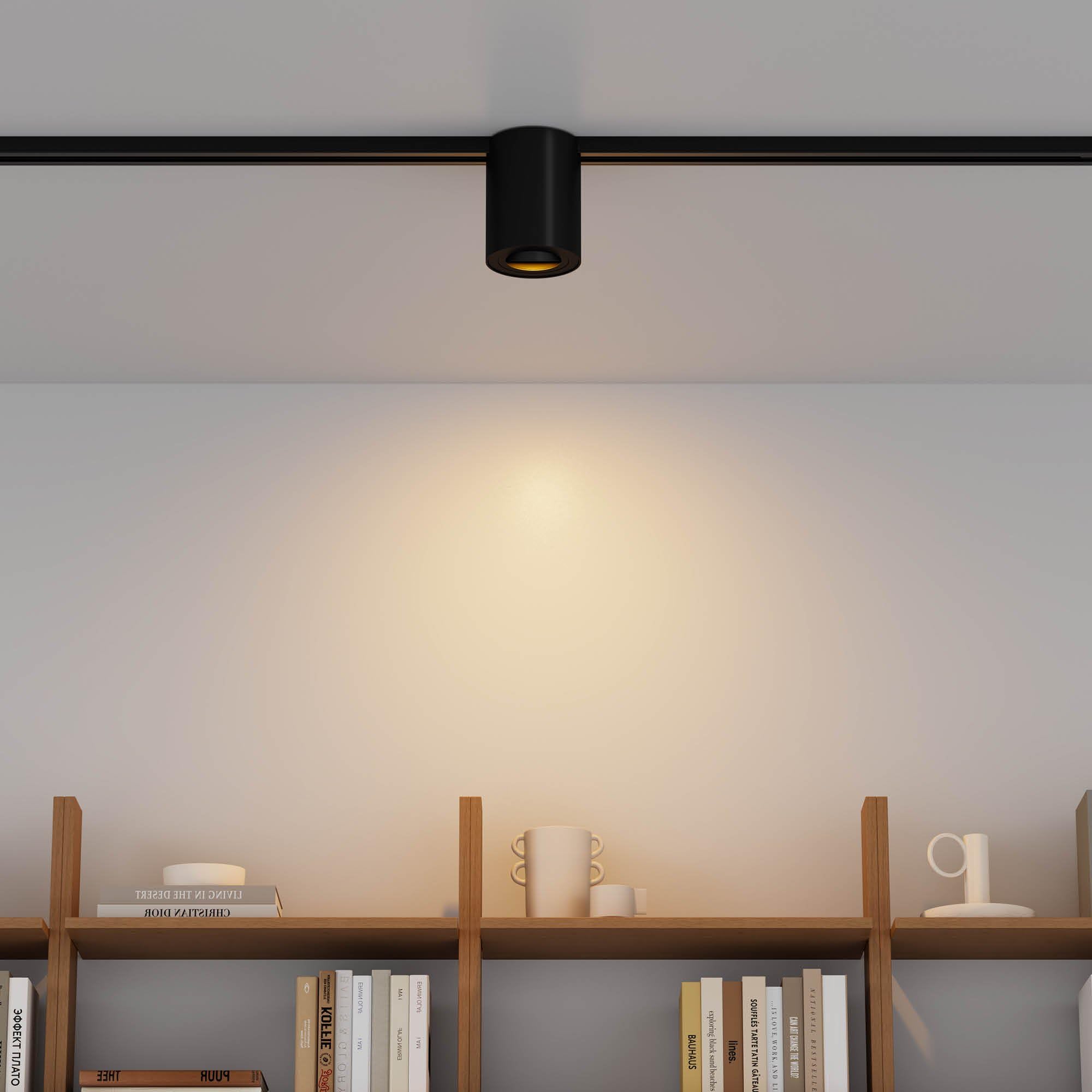 Ledvion - Sistema de rieles iluminacion, 2m, Carril Monofasico, Sin bombilla GU10, Negro, 6x spot GU10 orientabili, Lampara techo, plafon led techo cocina