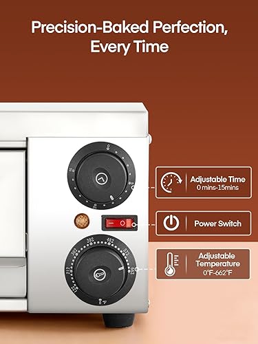 Miniatura 3 de Horno de pizza de 1500 W, horno eléctrico de pizza de 12 pulgadas para interiores con temperatura máxima de 662 , olla para pizza para el hogar