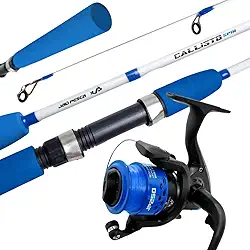 Jaú Pesca Kit Vara Callisto 2 Partes 20 Lb com Molinete JP250 5.1:1, Fibra de Vidro