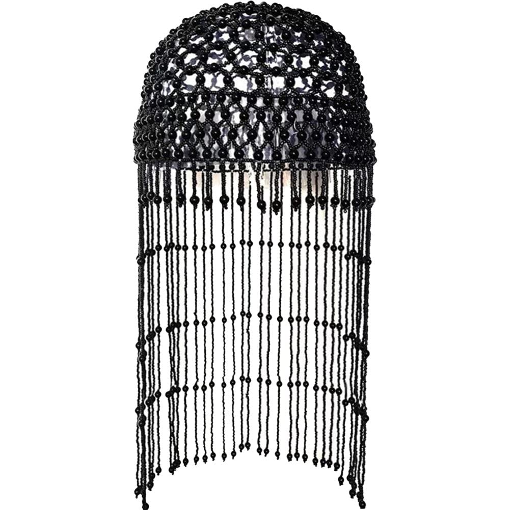 Tocado de perlas para fiesta y eventos elegantes con borlas