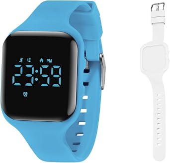 ساعة ALPS LightBlue Square بالإضافة إلى حزام مربع أبيض