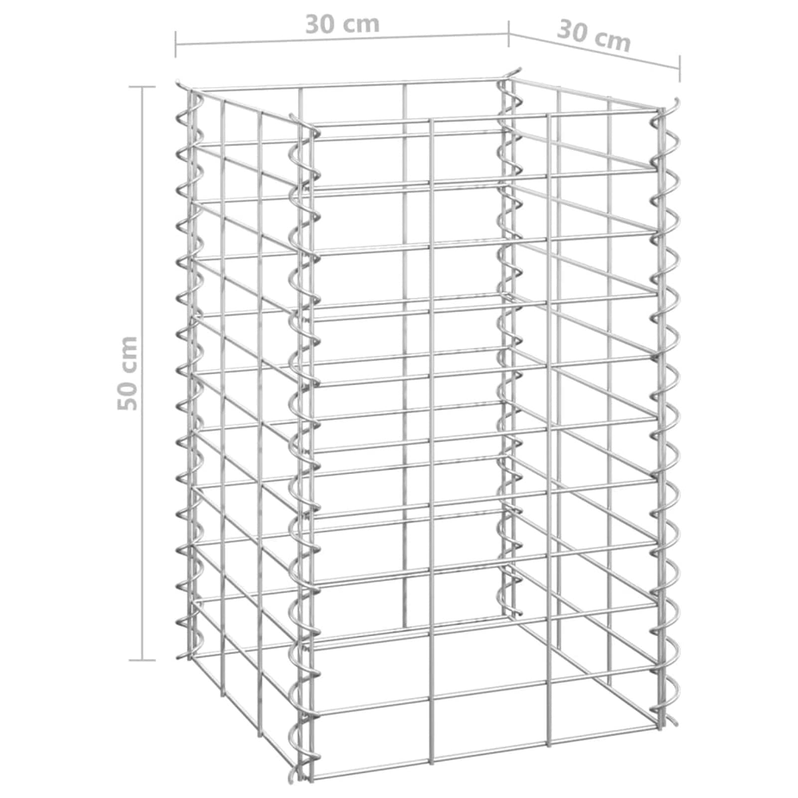 ShGaxin Gabion gabionowy 3 sztuki, doniczki na kwiaty i rośliny, doniczka na kwiaty, doniczka zewnętrzna, doniczka na kwiaty, ogród domowy, żelazo, 30 x 30 x 50 cm