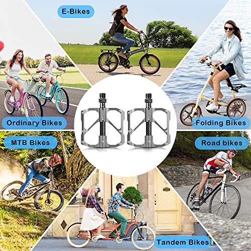 Malllala Mountain Bike Pedals,9/16" 3 Sealed Bearing Aluminum Alloy Mtb Pedals, Bicycle Flat Pedals For Bmx Bike,Road Bike, Carbon Steel Fiber Shaft,12 Hexagonal Non-Slip Studs #TOP4