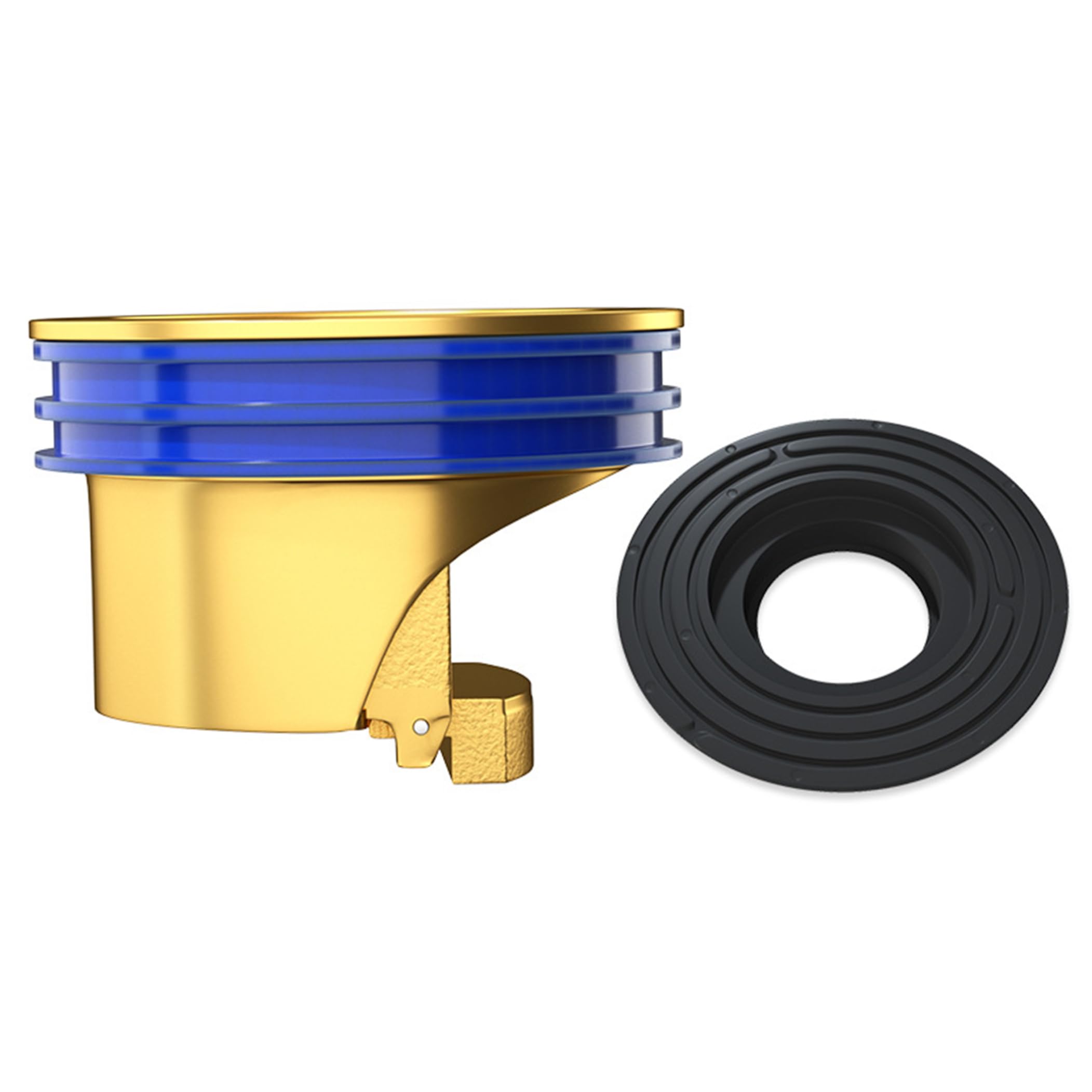 Bemonew anti-odor valve Anti-Odor Shower Valve, Shower Siphon Copper Core with 10cm Black Installation Plate for Bathroom Home