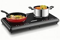 Vista 1 de Electric Stove,Cusimax Electric Hot Plate for Home,9 Temperature and 1800w Power Level,Double Infrared Burner with Sensor Touch,Kids Safety