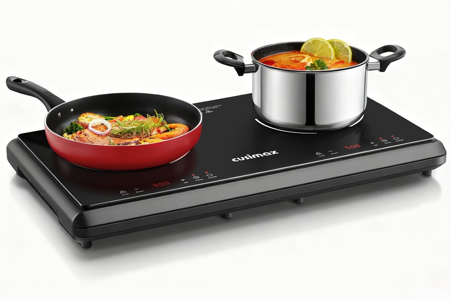 Electric Stove,Cusimax Electric Hot Plate for Home,9 Temperature and 1800w Power Level,Double Infrared Burner with Sensor Touch,Kids Safety Lock,Timer,Ceramic Countertop Stove