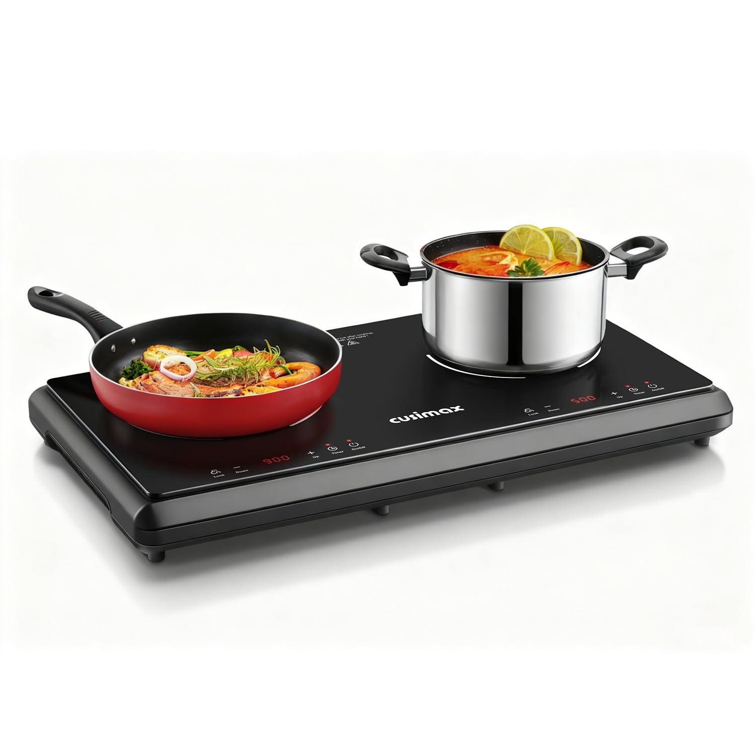 Electric Stove,Cusimax Electric Hot Plate for Home,9 Temperature and 1800w Power Level,Double Infrared Burner with Sensor Touch,Kids Safety Lock,Timer,Ceramic Countertop Stove
