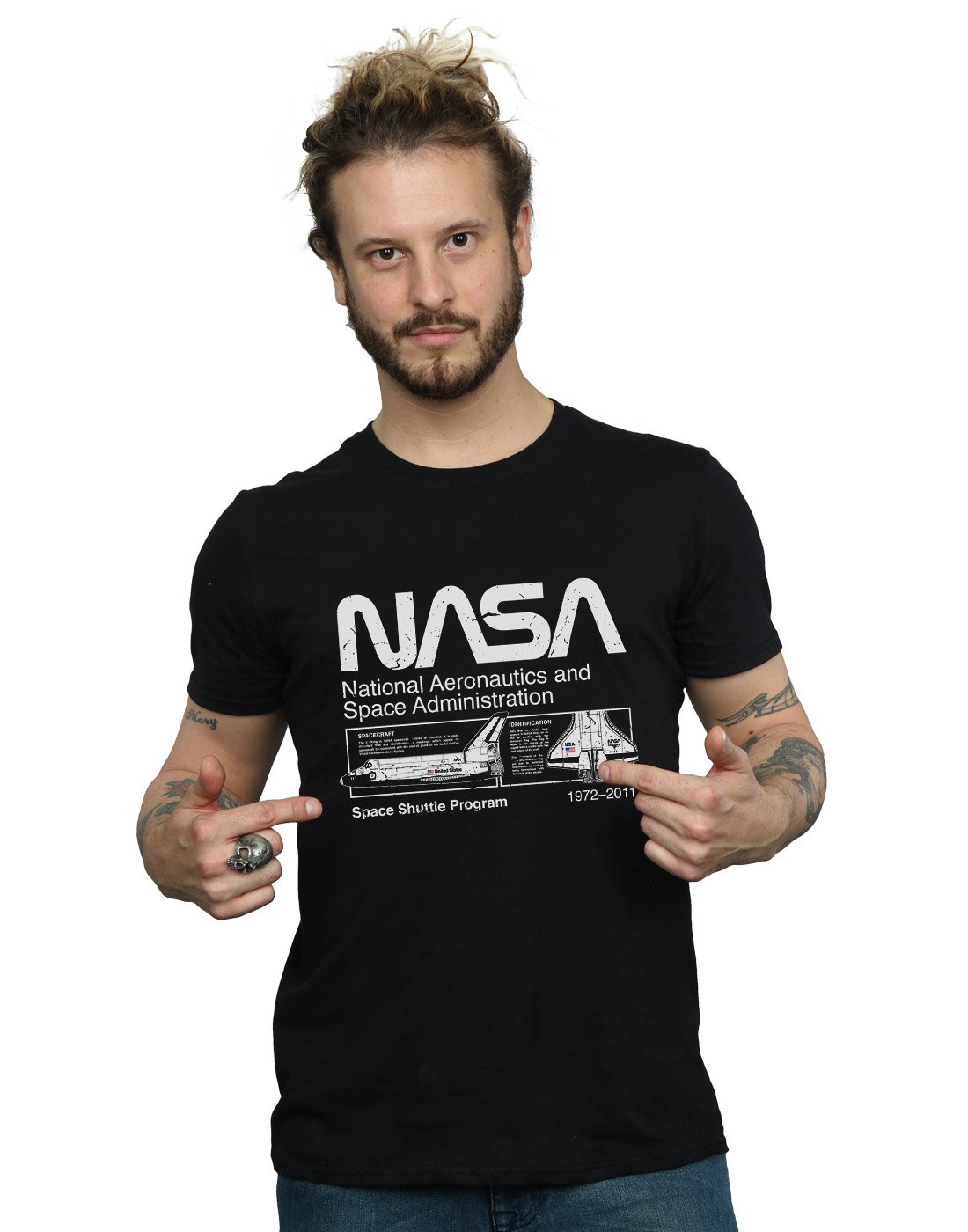 Absolute Cult Men's Black Nasa Classic Space Shuttle T-Shirt Medium
