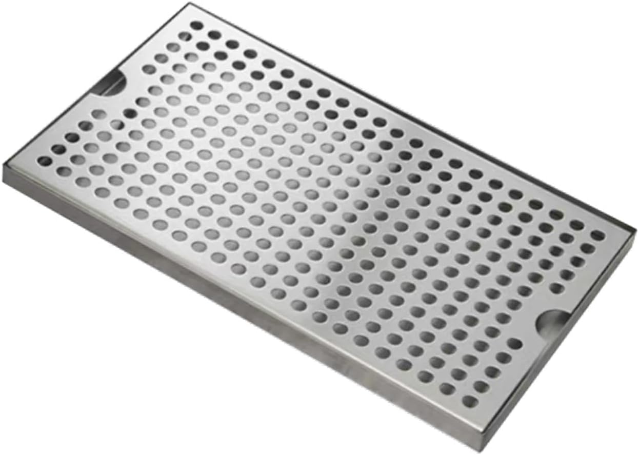 Sleek Stainless Steel Kegerator Drip Tray Set, 30x17.5x1.5cm