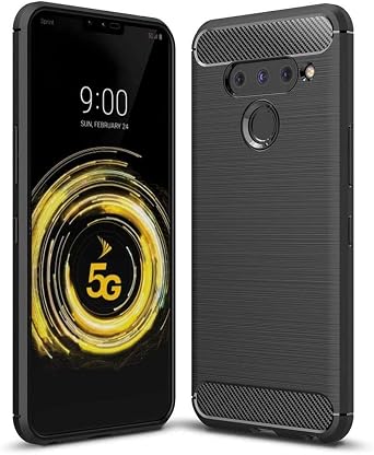 Case for LG V50 ThinQ 5G, Soft Slim Brushed TPU Carbon Fiber Design Protective Cover, Thin Durable Phone Case, Shockproof Protection, Flexible LG V50 ThinQ 5G Case Black