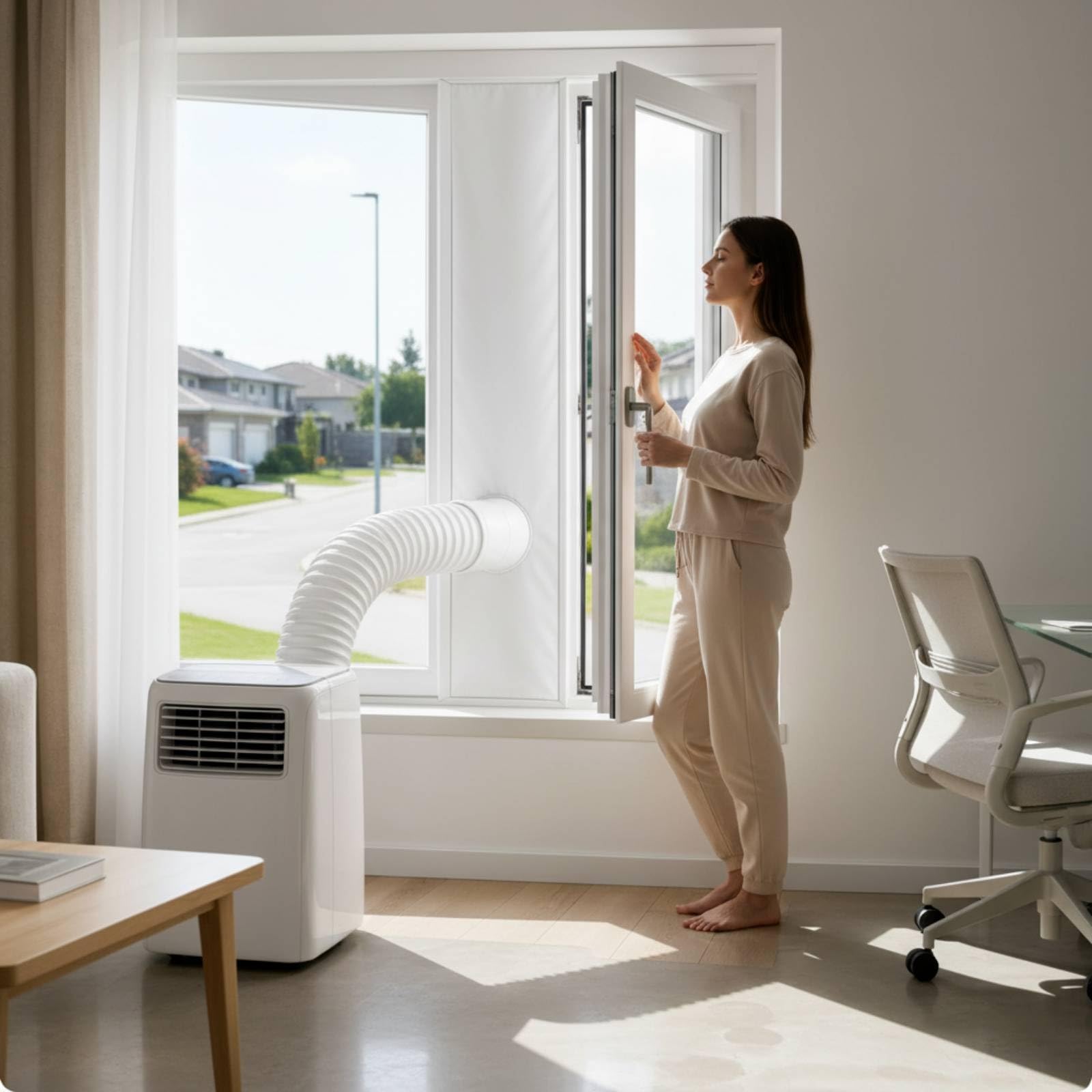 Joint Fenêtre avec Conduit Facile à Installer Kit Calfeutrage Fenêtre sans Perçage Tissu D'étanchéité avec Trou pour Particuliers, Locataires, 3 Mètres