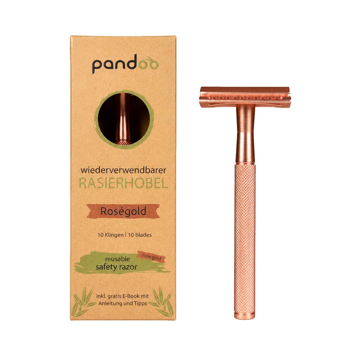 Maquinilla de afeitar de metal negro y oro rosa, maquinilla de afeitar clásica de seguridad para hombre y mujer, sostenible, sin plástico y respetuosa con la piel, afeitado en húmedo con cuchillas