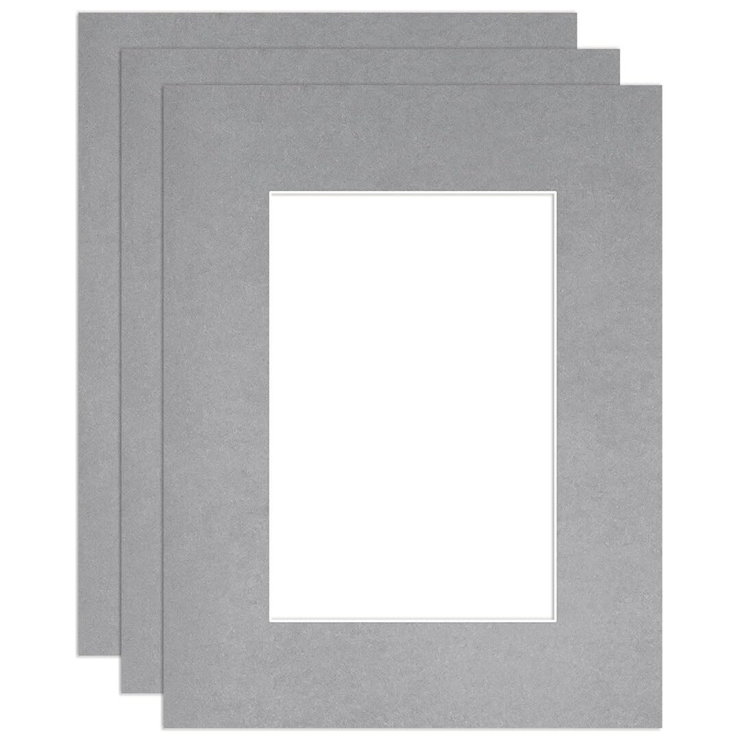 Procut Global 9x7" Silver Picture Mounts to Fit 6x4" Aperture - Precision Cut Cardboard Photo Mount - Ideal for Frames, Prints, Artwork & Certificates - Sizes & Colours Available - 3 Pack โ image 1