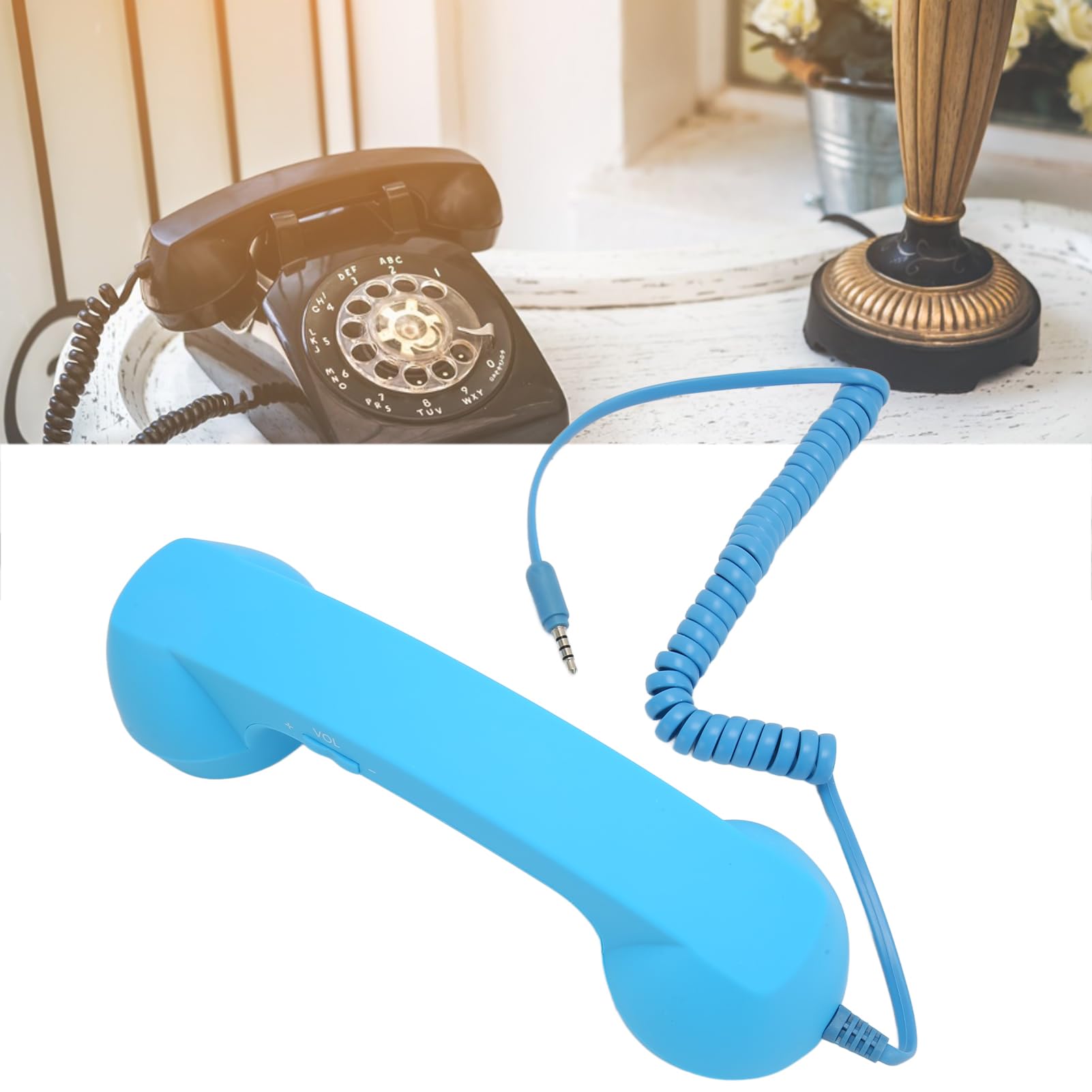 Combiné Téléphonique Rétro de 3,5 Mm, Récepteur de Téléphone Portable Filaire Résistant aux Radiations, Haut-Parleur Micro pour Tous Les Smartphones et Ordinateurs avec Prise
