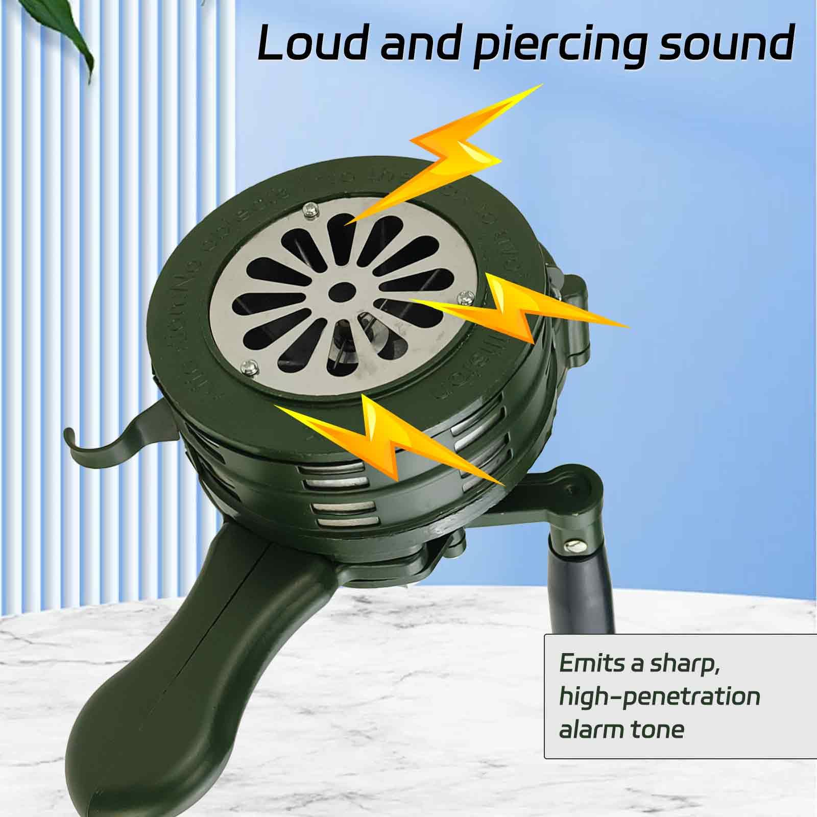 Sirena de mano Air Raid de aleación de aluminio de 110 dB, manivela de 110 dB, alarma de emergencia manual para supervivencia y seguridad