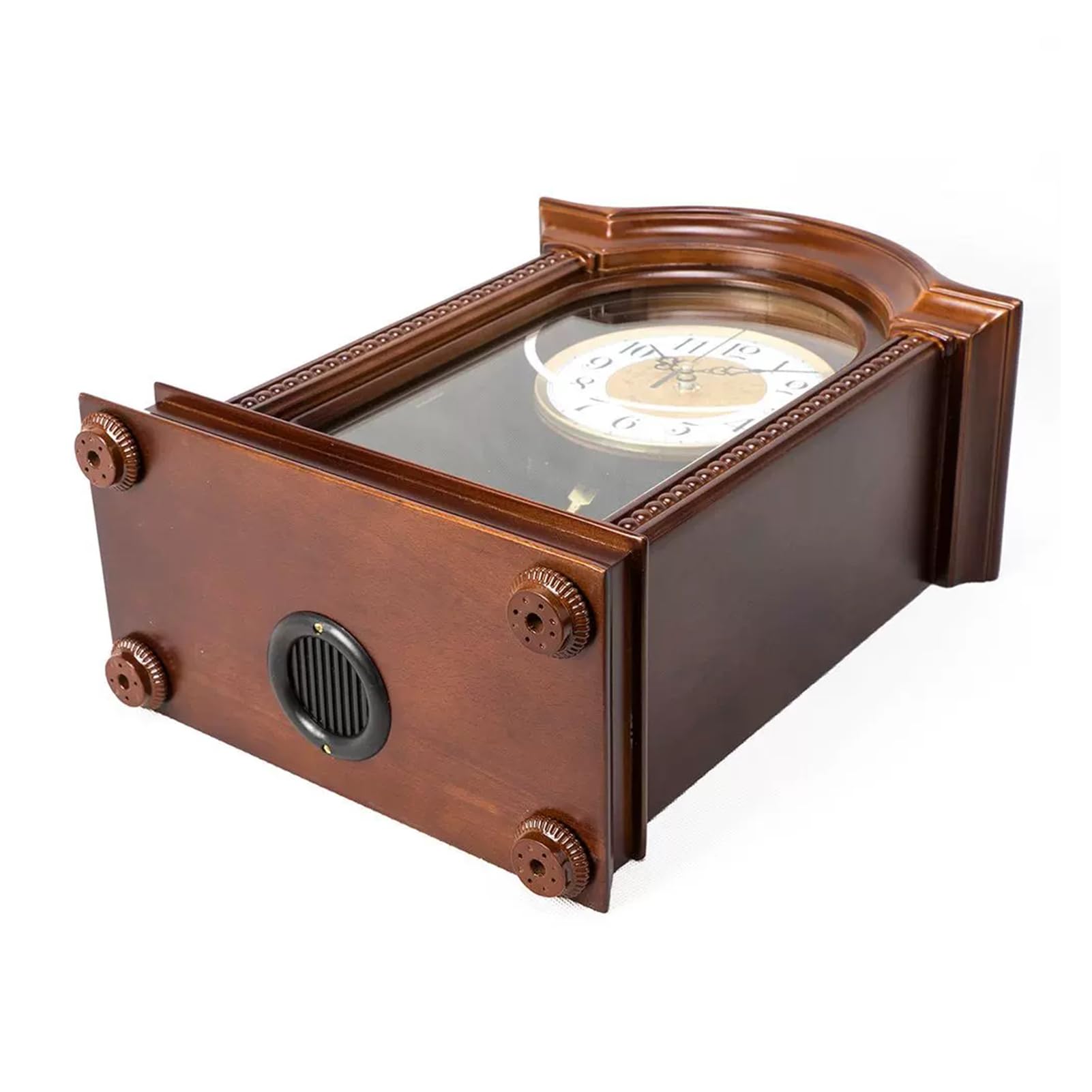 Reloj de péndulo de madera con campanillas – Reloj de mesa mecánico para decoración del hogar, sala de estar u oficina – Campana cada hora, diseño clásico
