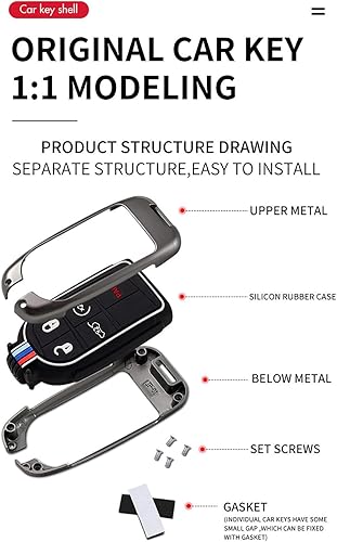 Miniatura 3 de SANRILY Funda luminosa para llavero de 5 botones para Jeep Grand Cherokee 2021 Renegade para Dodge RAM Durango Challenger para Chrysler 200 300 sin