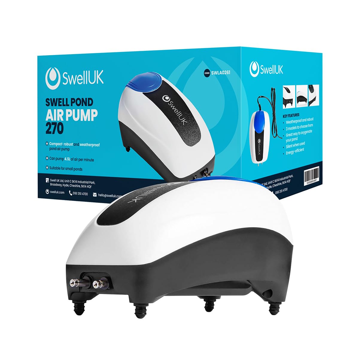 Swell Pond Air Pump 270 | Robust Fish Pond Essential | 3 Year Guarantee