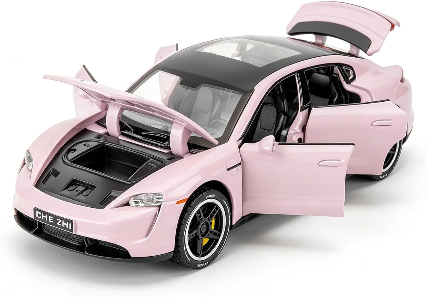1:32 Car Model Compatible for Porsche Taycan Diecast Toy Car, Collectible Zinc Alloy Pull Back Vehicles Toy with Sound and Light for Adult Boys Girls 3 4 5 6 7 8 (Pink)