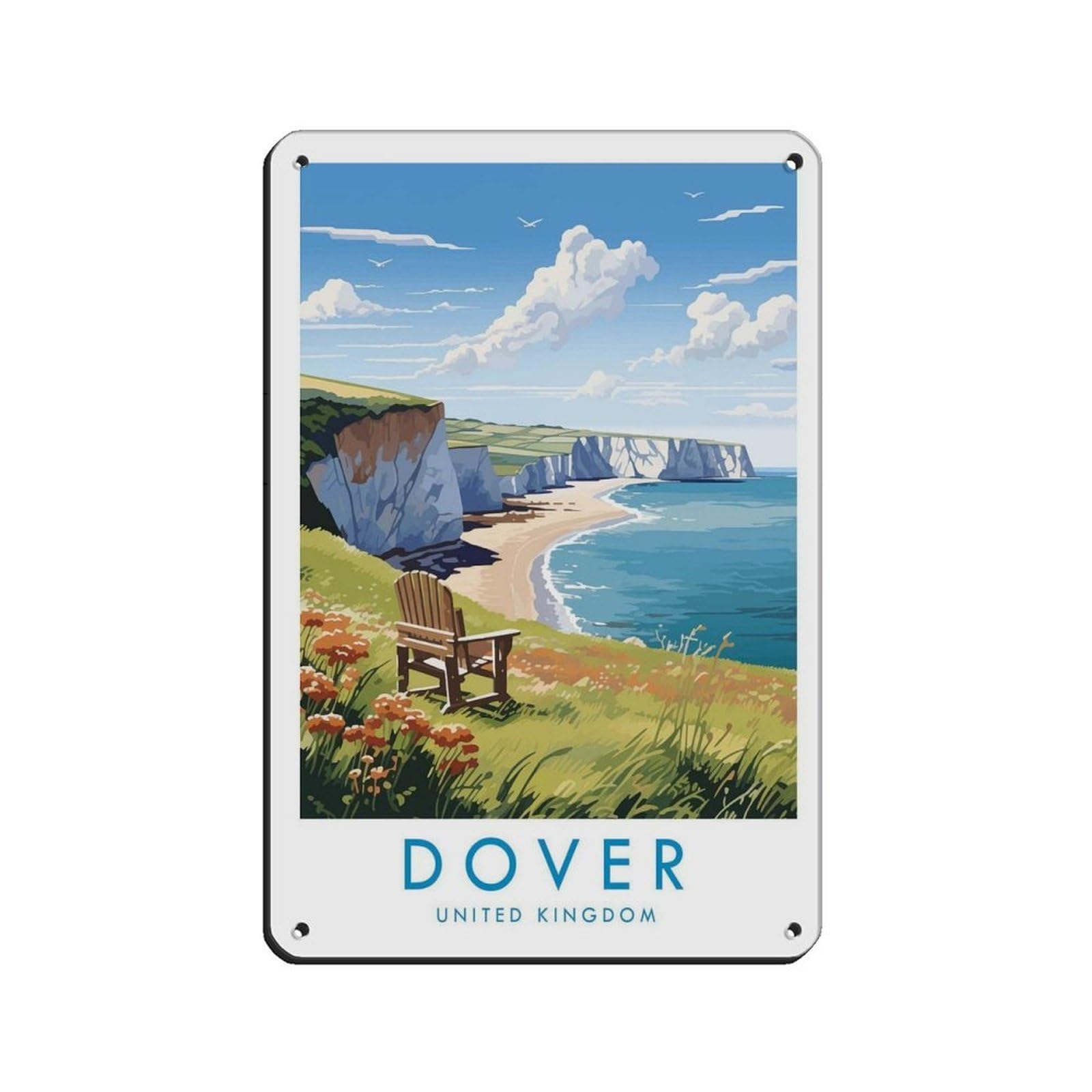 Dover Travel, Dover Travel Poster Retro Poster Metal Tin Sign Chic Art Retro Iron Painting Bar People Cave Cafe Family Garage Poster Wall Decoration 8x12inch(20x30cm)