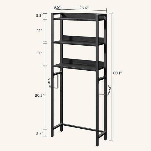 Miniatura 2 de Estante de almacenamiento sobre el inodoro, organizador de baño de 3 niveles sobre el inodoro, soporte de inodoro independiente que ahorra espacio