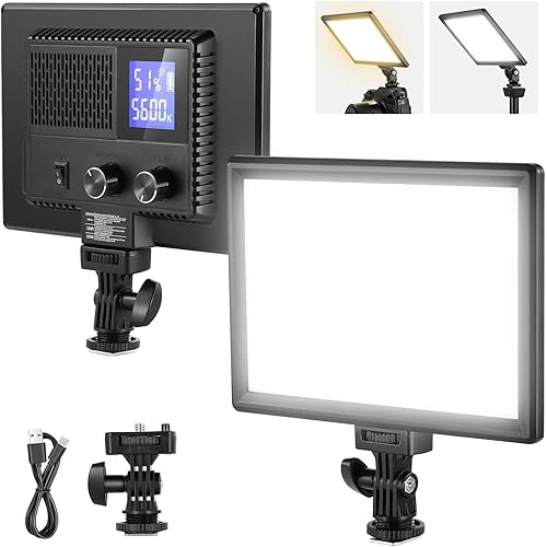 Neewer 9" LED Video Light Panel, Dimmable DSLR Camera Soft Lighting, 4000mAh Rechargeable Battery, USB Type C Ports, 3200K~5600K CRI95+ 600Lux for Photography Video Recording Live Streaming, NL-116AI