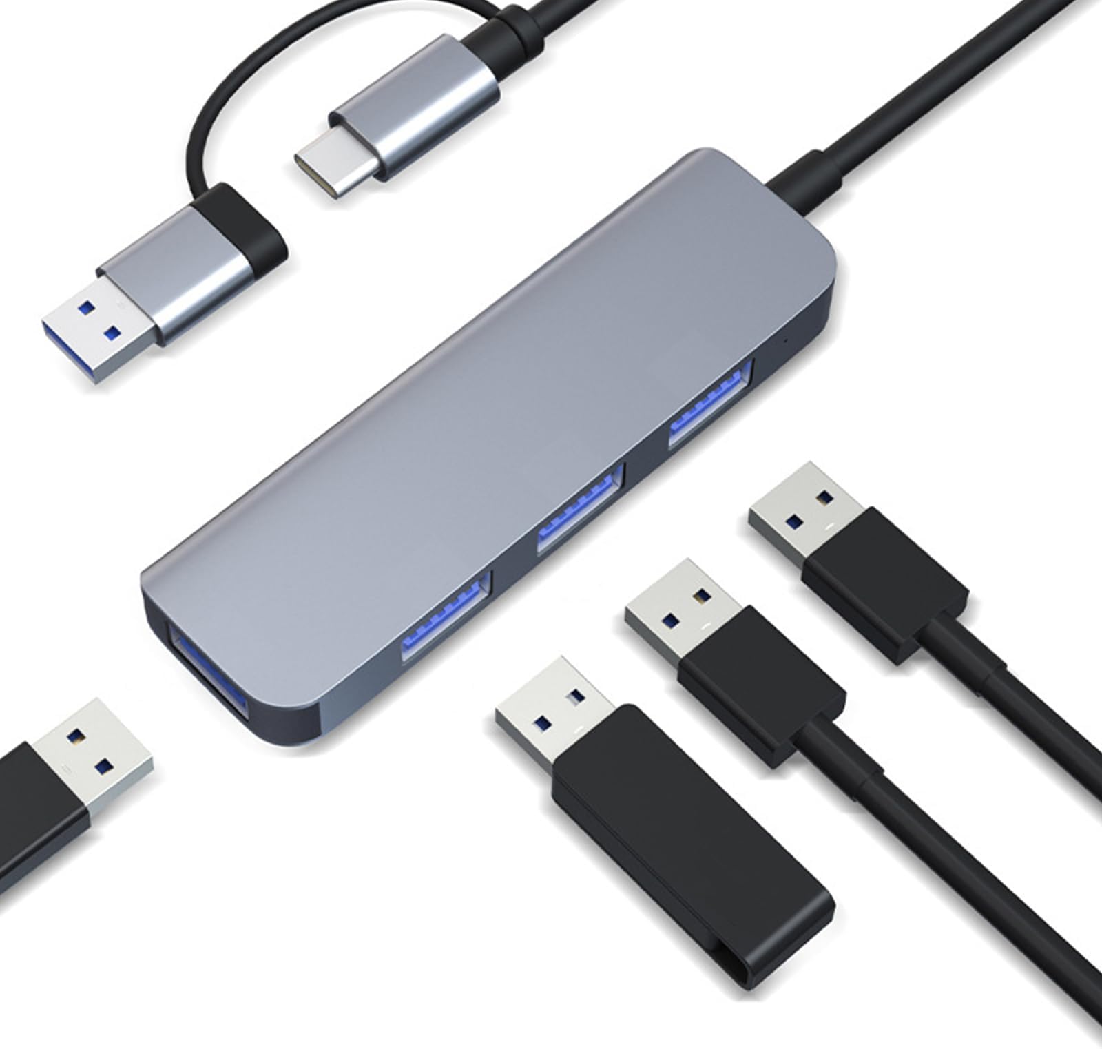 Yostyle Hub USB C 4 en 2, Adaptador USB C Hub a 4 USB, 1 USB 3.0 y 3 ...
