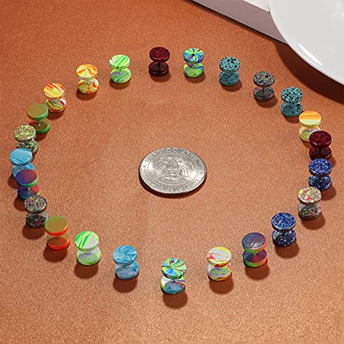 FIBO STEEL12 Pairs Faux Gauge Earrings Stainless Steel Stud Earrings for Men Women Cheater Fake Ear Plugs Gauges Tunnel2