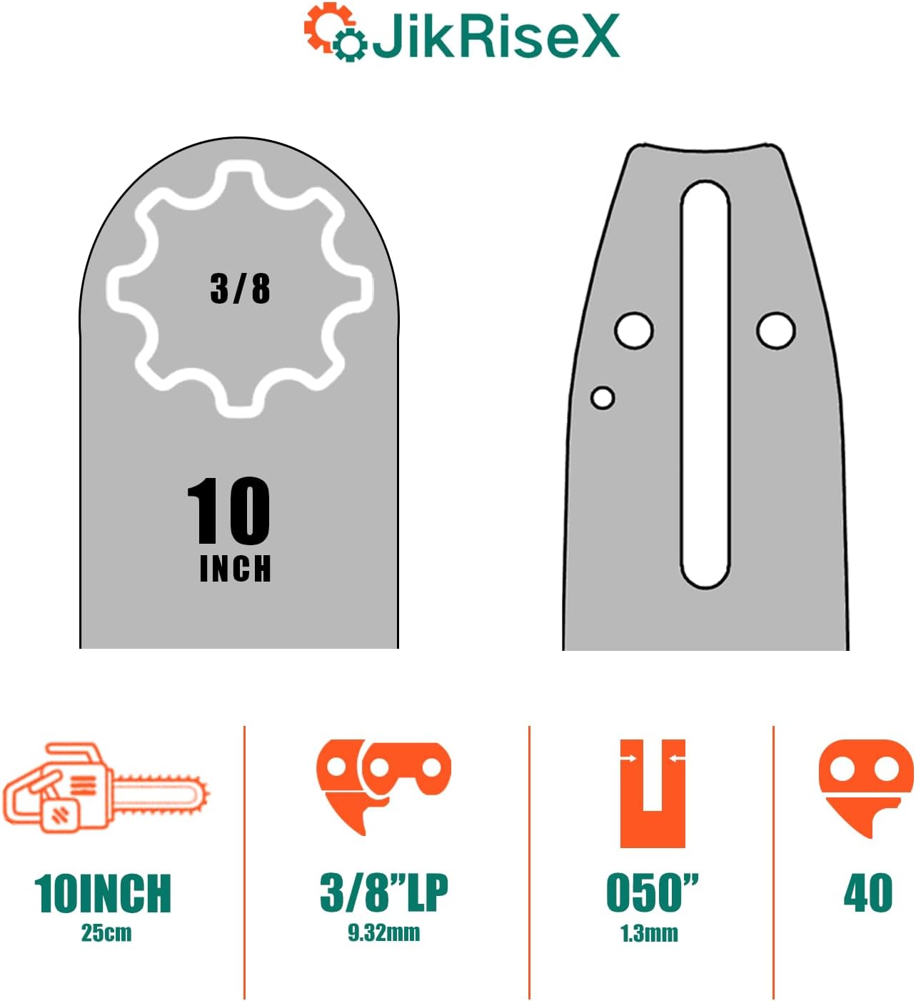 10 Inch Pole Saw Bar and chain combo,Chainsaw Replacement Parts for Sun Joe SWJ803E SWJ807E,For Greenworks 20362,20062,For RYOBI,For EGO, For Milwaukee,For WORX,For Remington,and more(3 Chains+1bar)