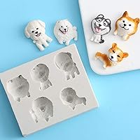 Vista 5 de Molde de fondant para cachorros de 5 cavidades, Shiba Inu, Corgi, oso de peluche, perro, samoyedo, husky, de silicona, chocolate, caramelo, pasta