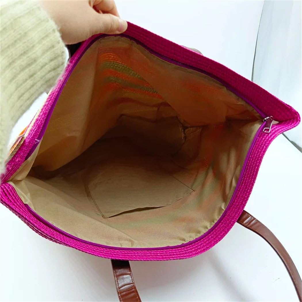 Women's Summer Straw Hat Bag Ttwo-Piece Set Fashion Travel Holiday Beach Wide Brim Sun-Protection Caps