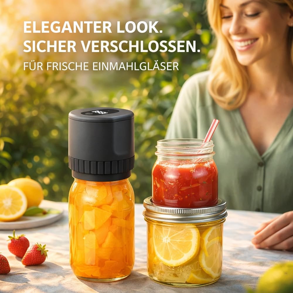EcoSeal™ Pro Vakuumierer Vakuumiergerät für alle Gläser - Verbessertes Modell!