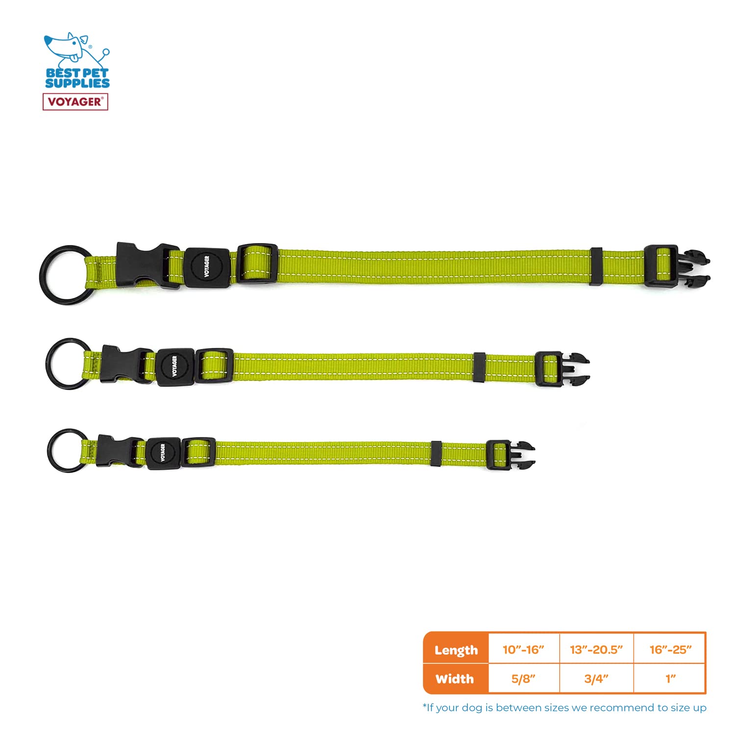 Best Pet Supplies Reflective Dog Collar with Adjustable Length, Heavy-Duty Buckle, and Strong Leash D-Ring, Training, Walking - Image 4