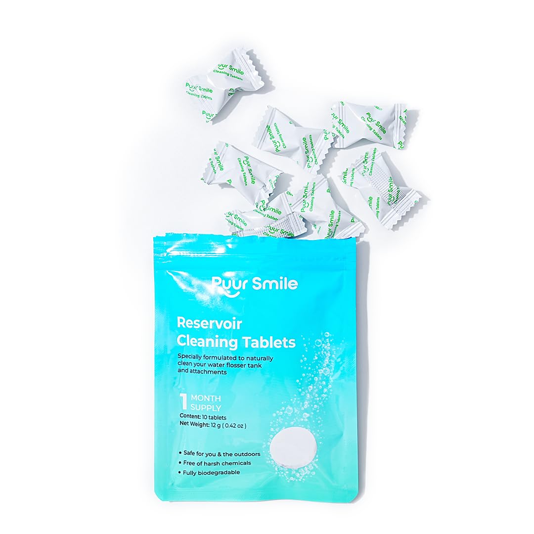 Water Flosser Reservoir Cleaning Tablets 1 Month Supply Deep Clean for Water Tank Attachments Natural Ingredients Biodegradable Safe