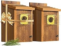2-Pack Cedar Bluebird Houses with Copper Guard & Easy Clean Door - Durable Outdoor Bird Houses for Bluebirds, Finches, Wrens