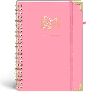HAKACC Bloc de notas A5 con rayas, 80 hojas/160 páginas, A5, tapa dura de PVC, 15 x 20,5 cm, color rosa