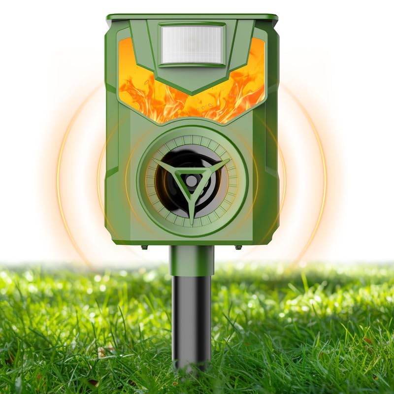 Répulsif Chat Ultrason, Répulsif Chiens Solaire et USB Répulsif Animaux, IP54 Étanche Repulsif...