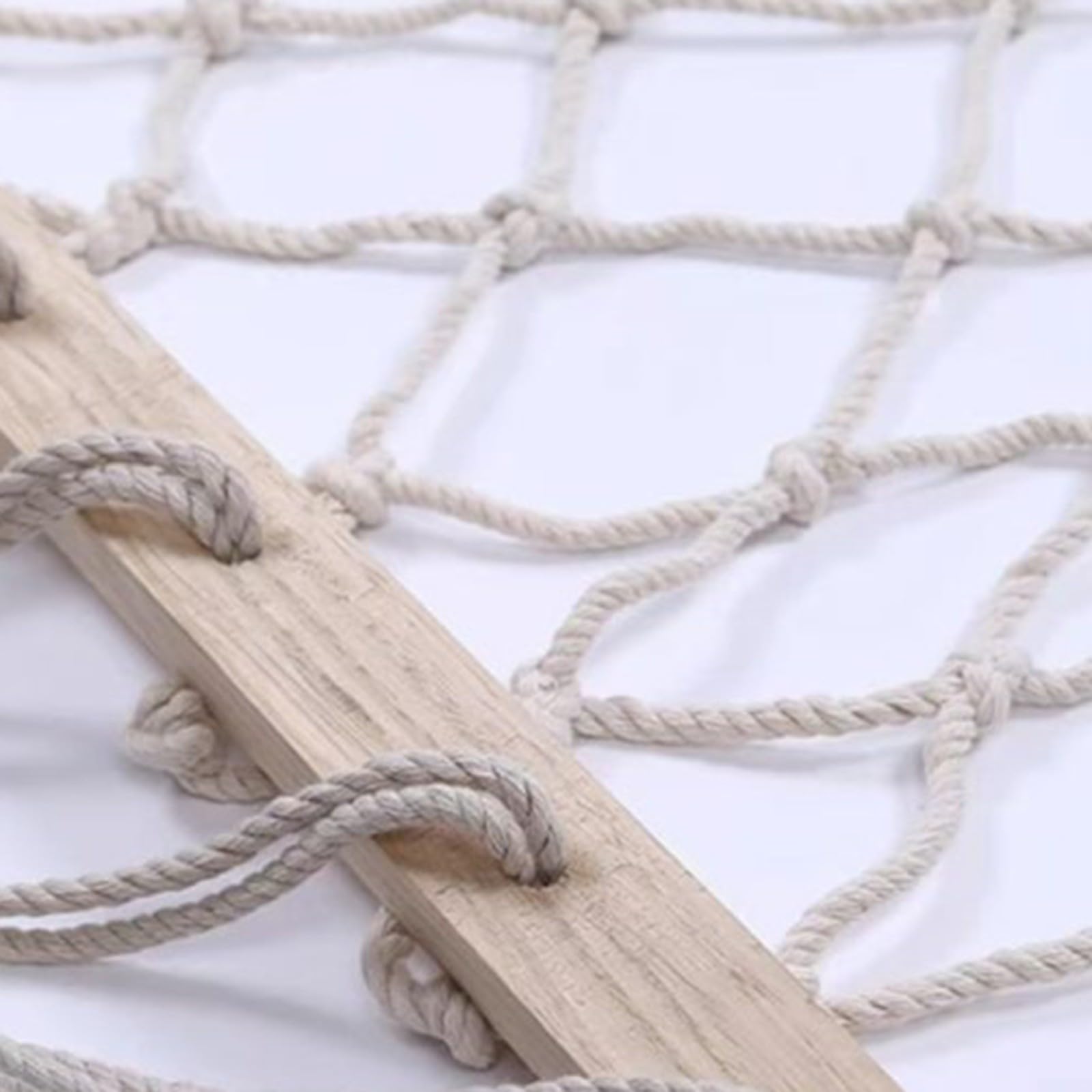 Cama colgante doble con cuerda de algodón suave y barras separadoras de madera dura, tumbona de 10 pies para jardín y patio, color blanco (borla)