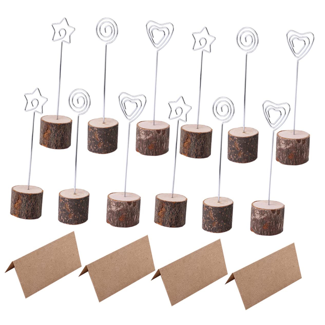 60piezas Porta Notas De Madera Para Bodas Clips De Madera Adornos De Escritorio Porta Números De Mesa Suministros Para Bodas
