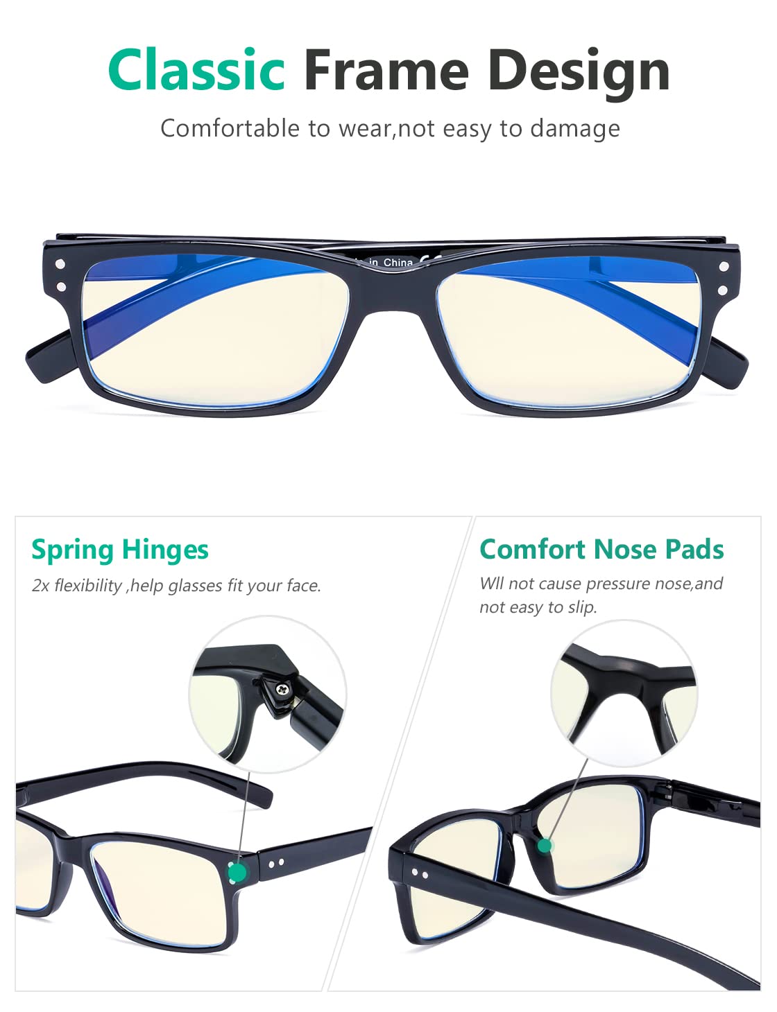 Eyekepper 7 Paia Occhiali da Lettura Classici Anti Luce Blu, Occhiali da Computer per Uomo Donna