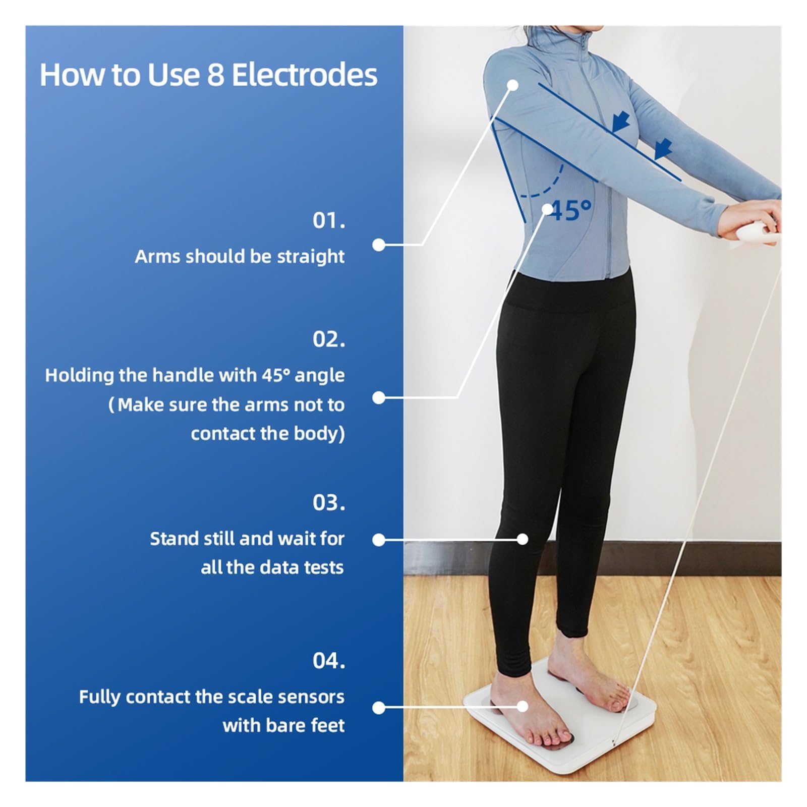 Báscula Inteligente De Bioimpedancia, 8 Electrodos, BMI, Báscula De Grasa Corporal, Báscula De Peso Corporal, Báscula Profesional De Composición Corporal, Recargable