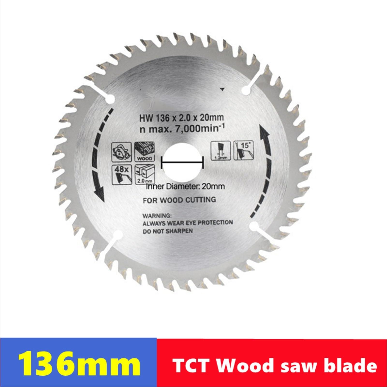 Brzeszczot do cięcia metalu 1PC TCT 136mm brzeszczot tarczowy do obróbki drewna z 48 zębami twardego stopu używany cięcia