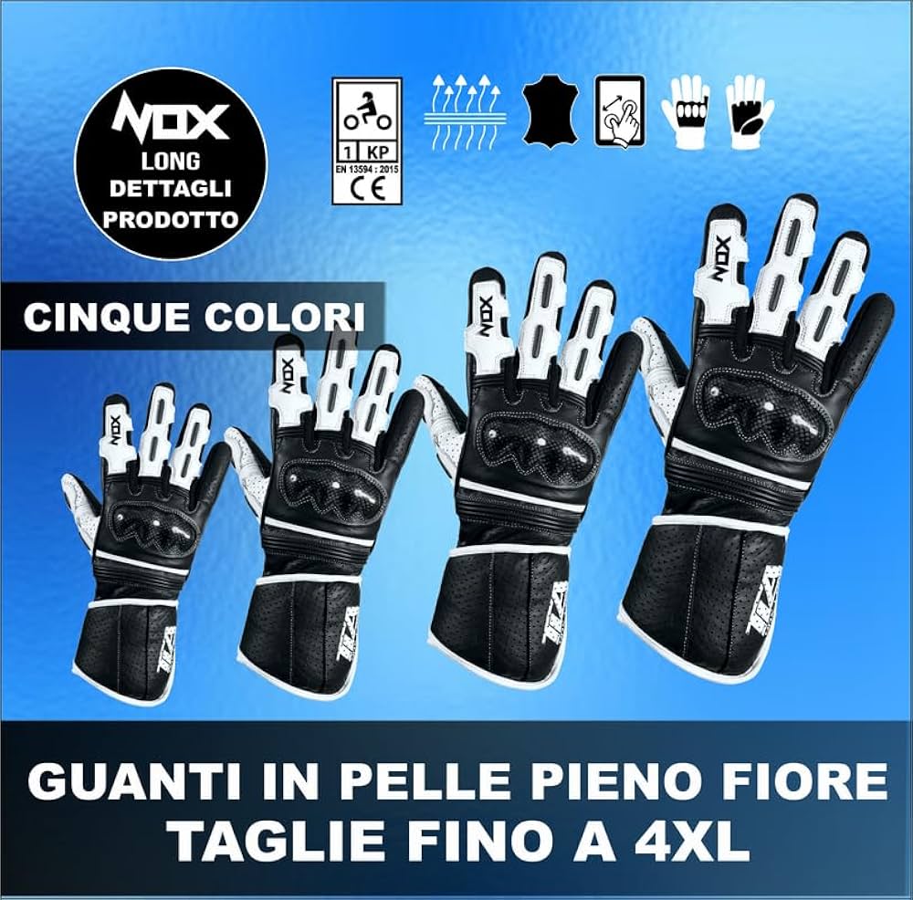 Guanti Moto In Pelle TLA NOX - Omologati CE Con Protezioni Nocche E Touchscreen