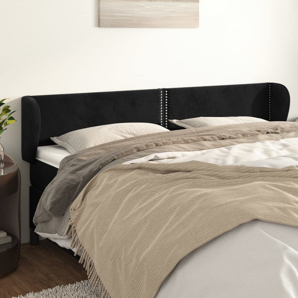 Klasyczny aksamitny zagłówek uszak z regulowaną wysokością 203x23x78/88 cm, drewniane nogi, eleganckie nity, idealne podparcie pleców do czytania i oglądania TV.