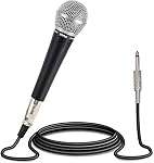 Pyle Professional Dynamic Vocal Microphone - Moving Coil Dynamic Cardioid Unidirectional Handheld Microphone with ON/OFF Switch Includes 15ft XLR Audio Cable to 1/4'' Audio Connection - PDMIC59