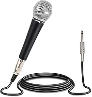 Pyle Dynamic Cardioid Vocal Microphone with 15ft XLR Cable - Unidirectional, Rugged Metal Build, Built-in Pop Filter for Stage & Studio