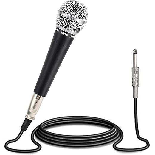 Pyle Microphone, Dynamic Cardioid, XLR Cable Included, Unidirectional, Rugged Construction, Built-in Pop Filter, Perfect for Stage & Studio, High Gain, Ultra-Wide Frequency Response, 15ft Cable